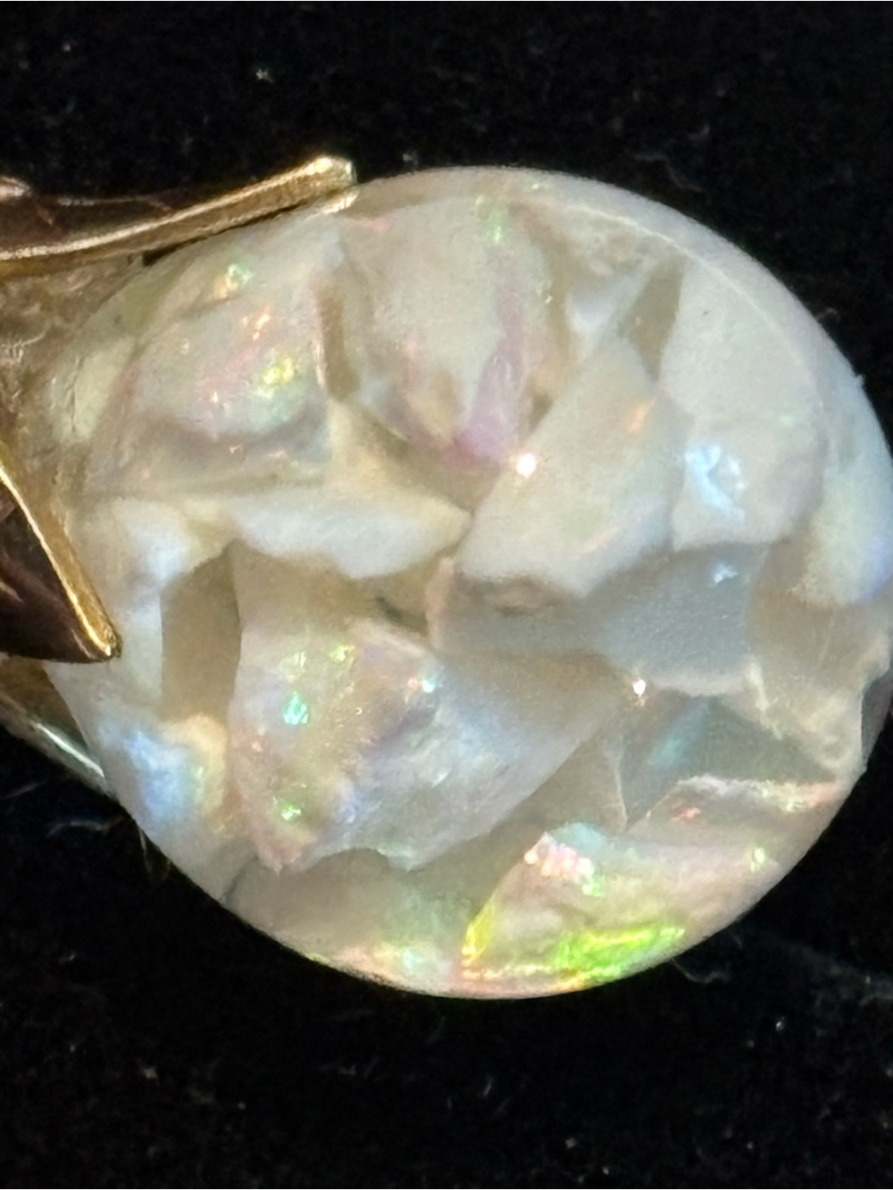 Unique Vintage 10k Gold floating Opals chips Teardrop Pendant - from 1940s - Picture 10 of 12